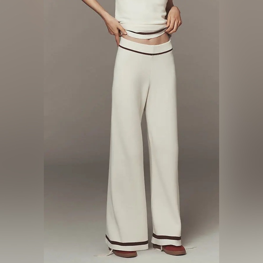 Anthropologie Maeve Tipped Wide Leg Sweater pants Sz XLT NeW